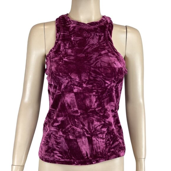 Pilcro Anthropologie Top Size Small Raspberry Red Velveteen Racerback Velvet - Picture 7 of 9